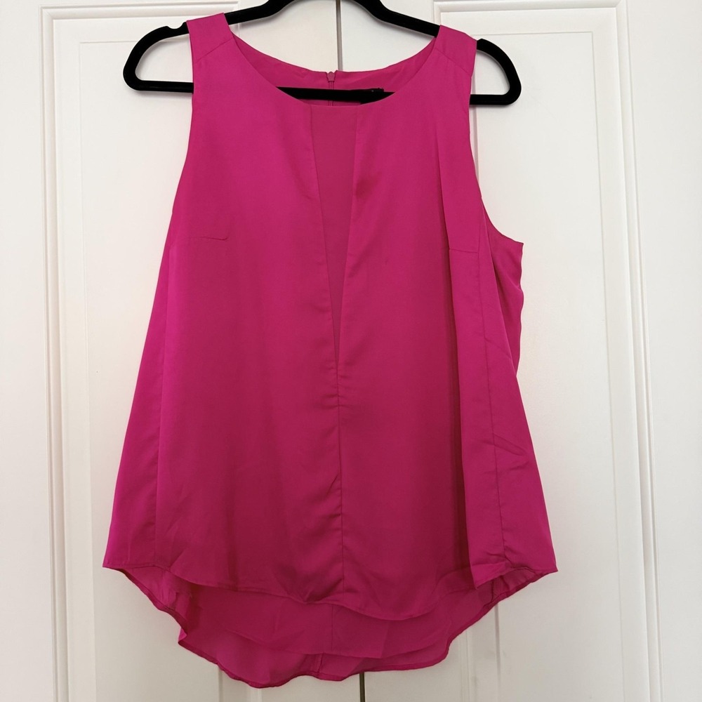 APT.9 Blouse Womens L Pink Sleeveless Pleat Front Zip Back Lined Tunic Top